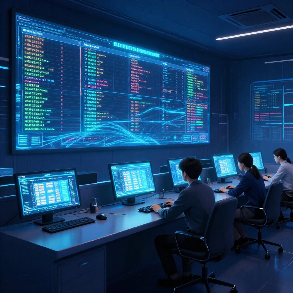 digital artwork depicting sports lottery servers calculating official match results and dispatching winnings to glowing virtual accounts and store counters in a high tech Taiwanese control room with flowing data streams and midnight blue lighting