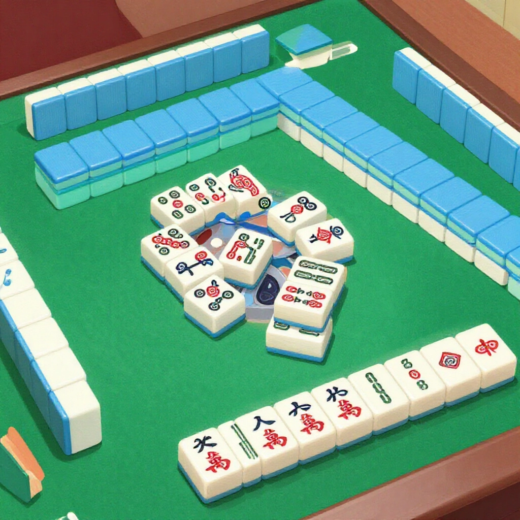 Detailed illustration of various mahjong tile combinations from one tai door clear self draw to sixteen tai grand four winds all arranged on green felt surface