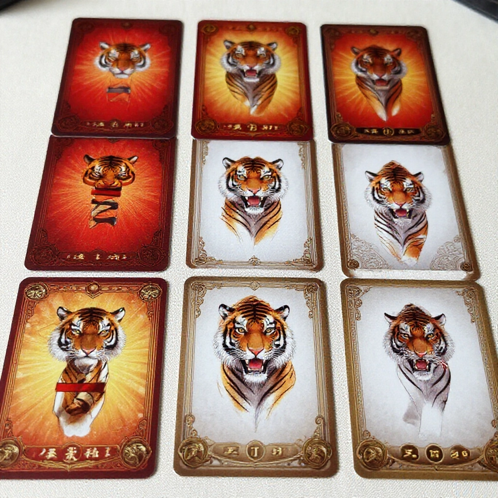 closeup of ranked tianjiu pai civil suit cards from supreme heaven card with red six and white six points to tiger head white eleven points laid out in descending order on silk cloth
