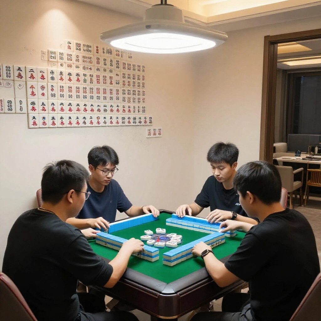 三人麻將對比傳統四人，短牆無吃牌，玩家專注碰自摸，現代台灣居家氛圍