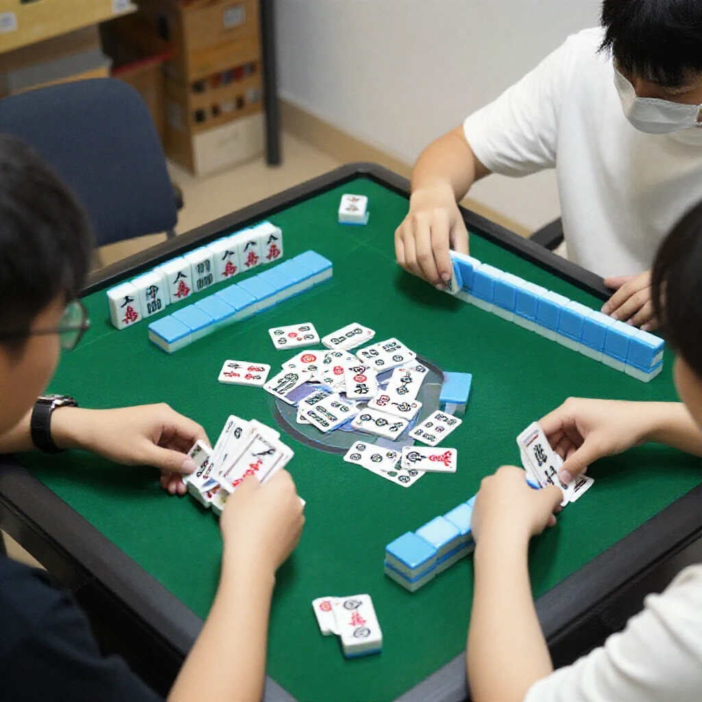 宿舍兩學生用筒字牌玩二人麻將,無吃規則,激烈策略快速對戰