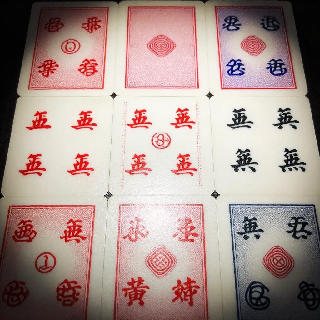 天九牌特寫,文武子牌分門別類,紅六黑六當至尊,象牙牌上點子細膩,燈光照出階級高低