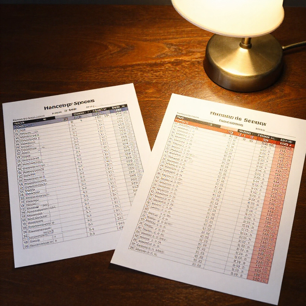 Two contrasting betting slips on a wooden table one showing moneyline odds for a basketball matchup and another with handicap spreads illuminated by soft desk lamp