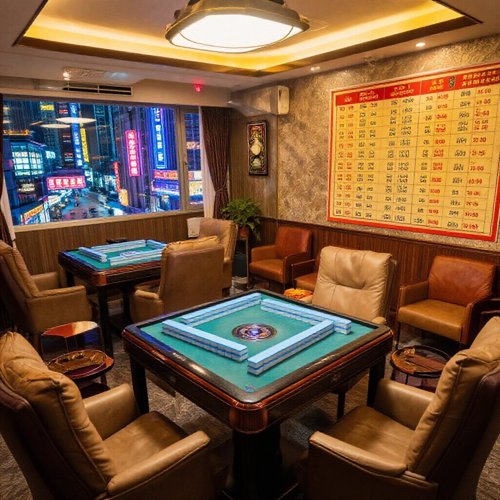 台北熱鬧麻將室對比高雄安靜館，豪華VIP包廂電動桌與基本設備，價格表醒目，夜生活氛圍