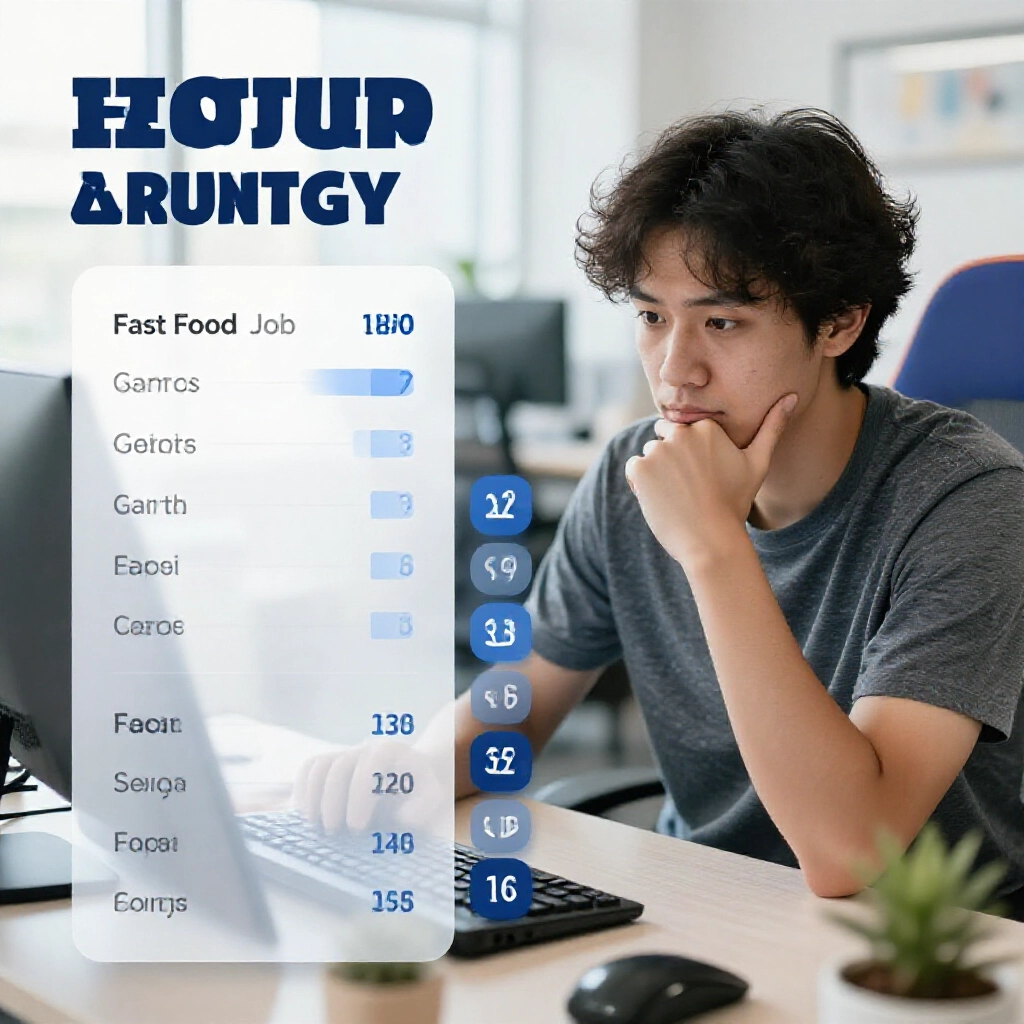 圖表比較遊戲刷等時薪跟速食店工作,桌上計算器分析機會成本,玩家坐在明亮辦公桌前若有所思