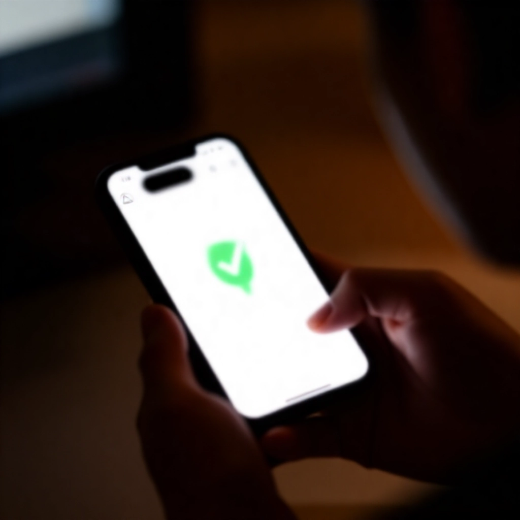 使用者在昏暗房間中仔細檢查手機螢幕上的網站網址與 SSL 憑證,綠色勾勾與警告圖示對比鮮明