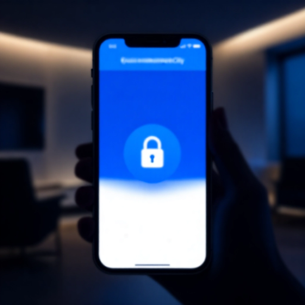 智慧型手機螢幕顯示九州娛樂城 App 官方下載介面，藍色調與安全鎖圖示，現代氛圍